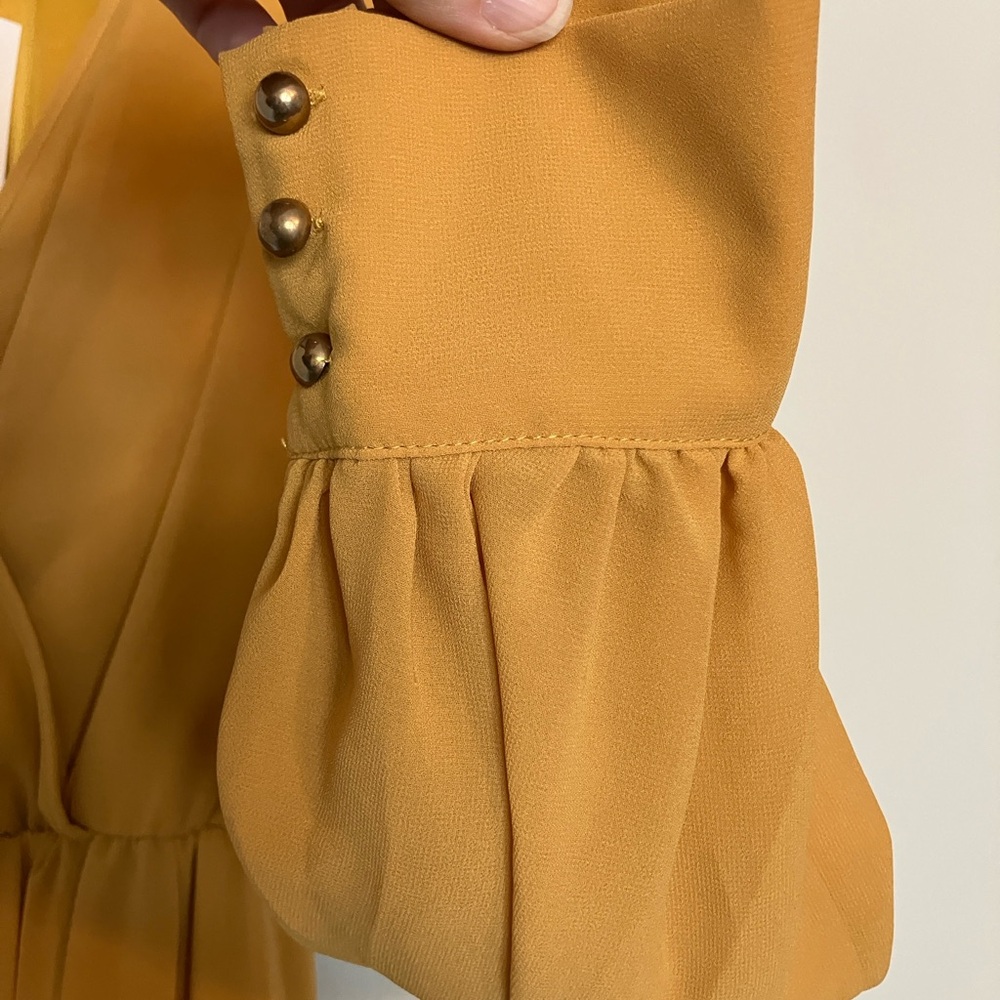 NWT Baltic Born Lydia Mustard Gold Maxi Chiffon Wrap Dress Prom Formal - Picture 6 of 9
